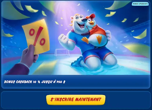 Bonus cashback 10 % jusqu’à 750 $ sur les paris sportifs chez SG Casino